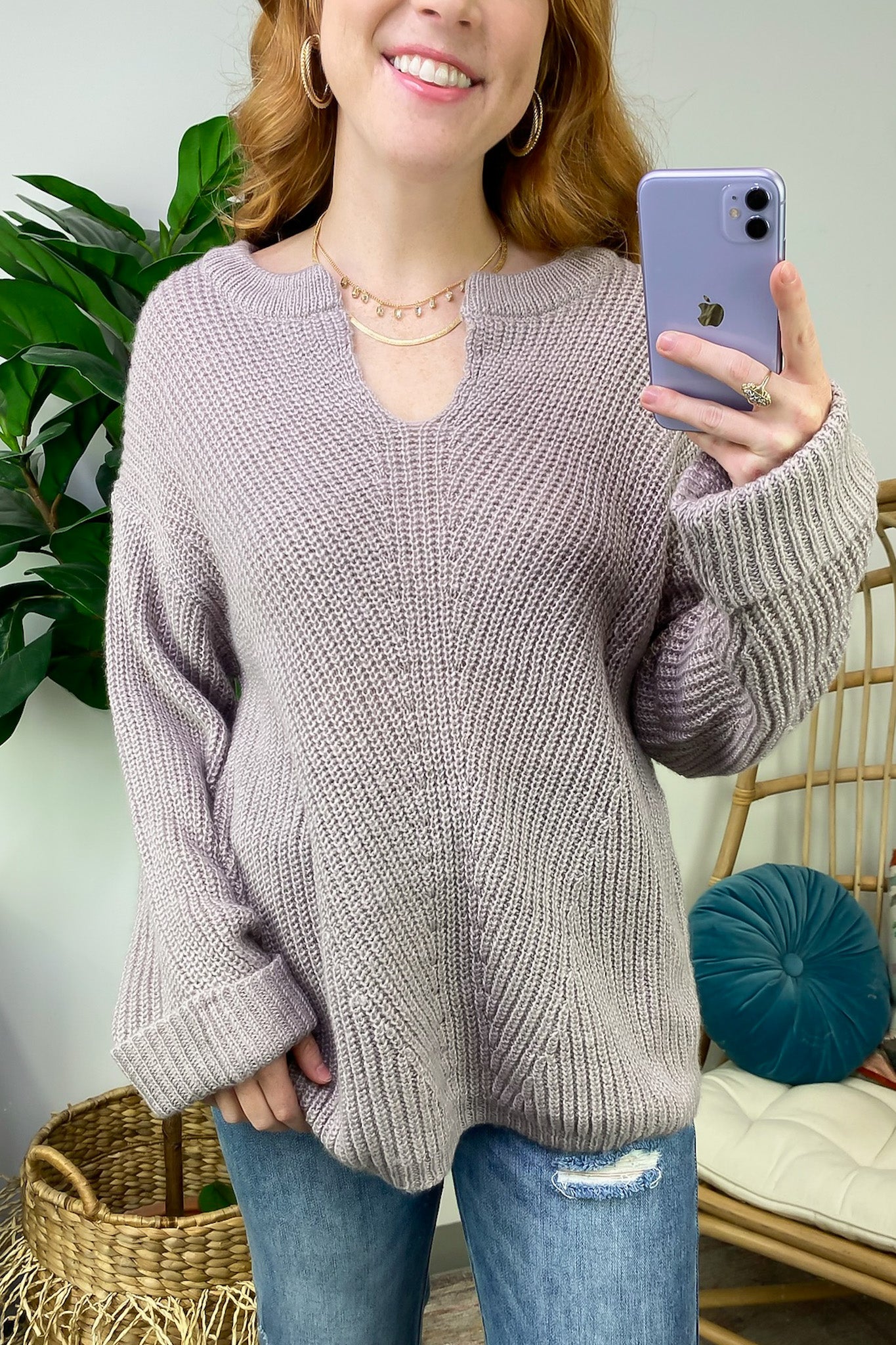 Leraine V-Neck Cable Knit Sweater - FINAL SALE