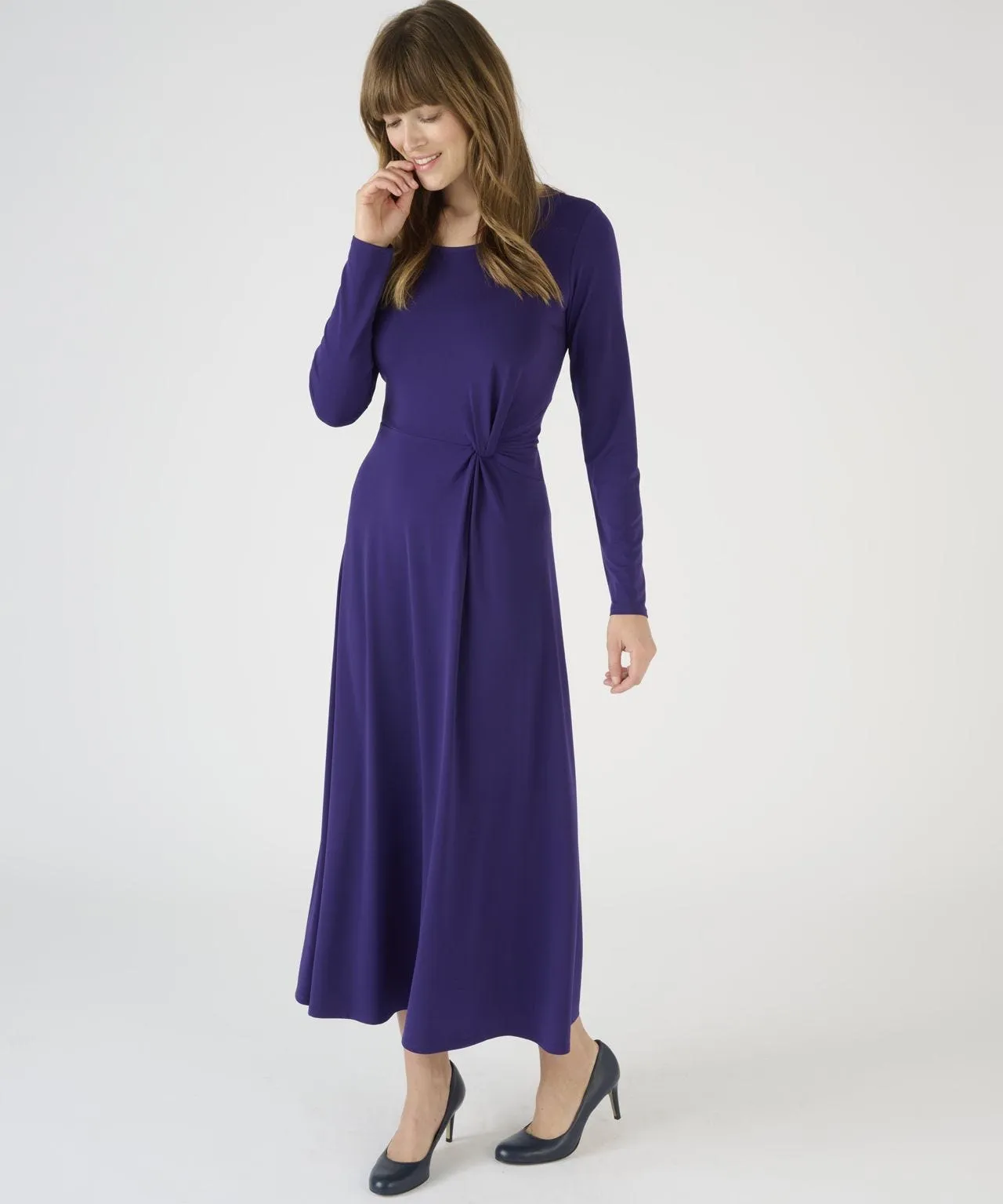 Long Sleeved Side Knot Detail Jersey Dress