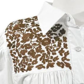 Longhorn White + Burnt Orange Cowgirl Blouse