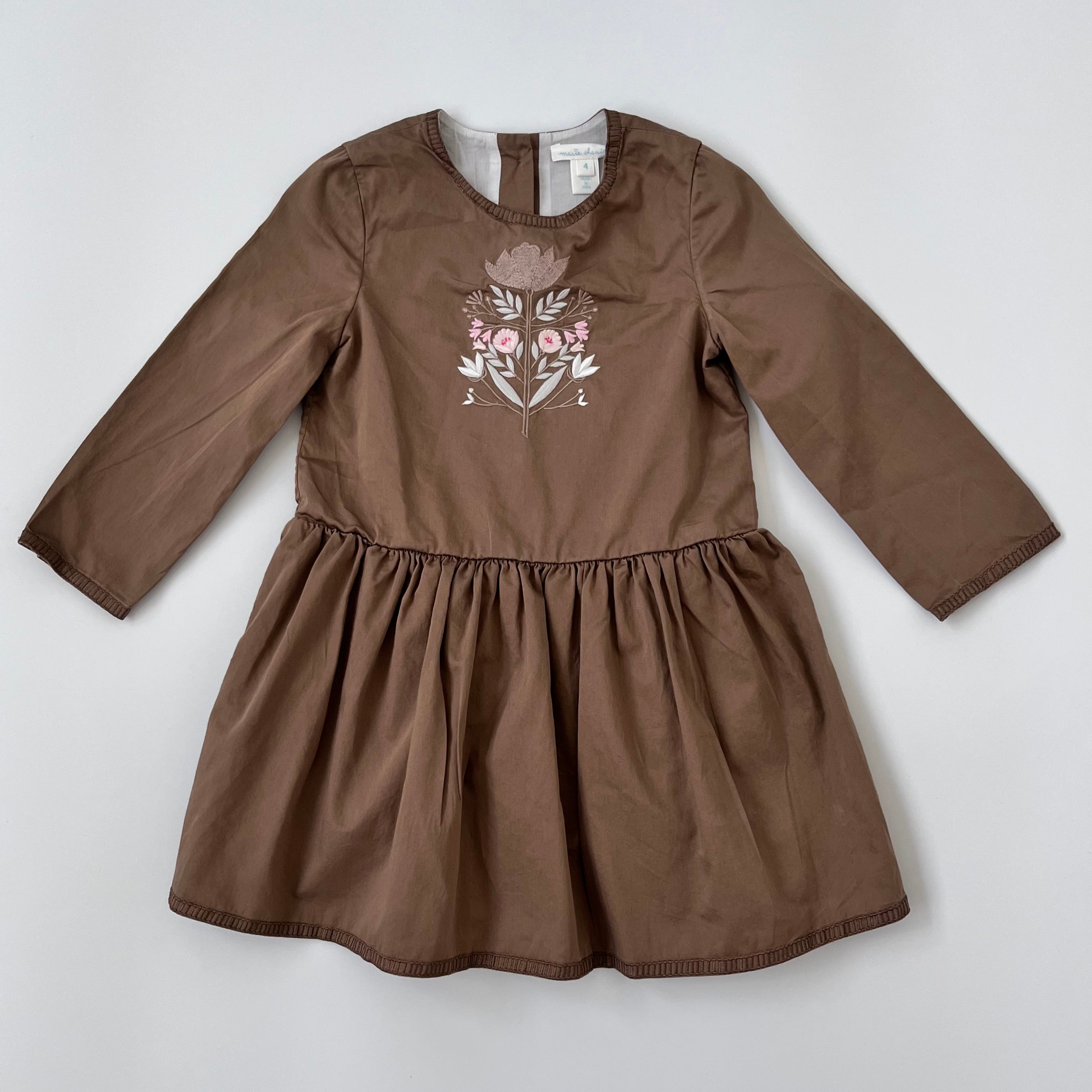 Marie-Chantal Brown Embroidered Dress: 4 Years