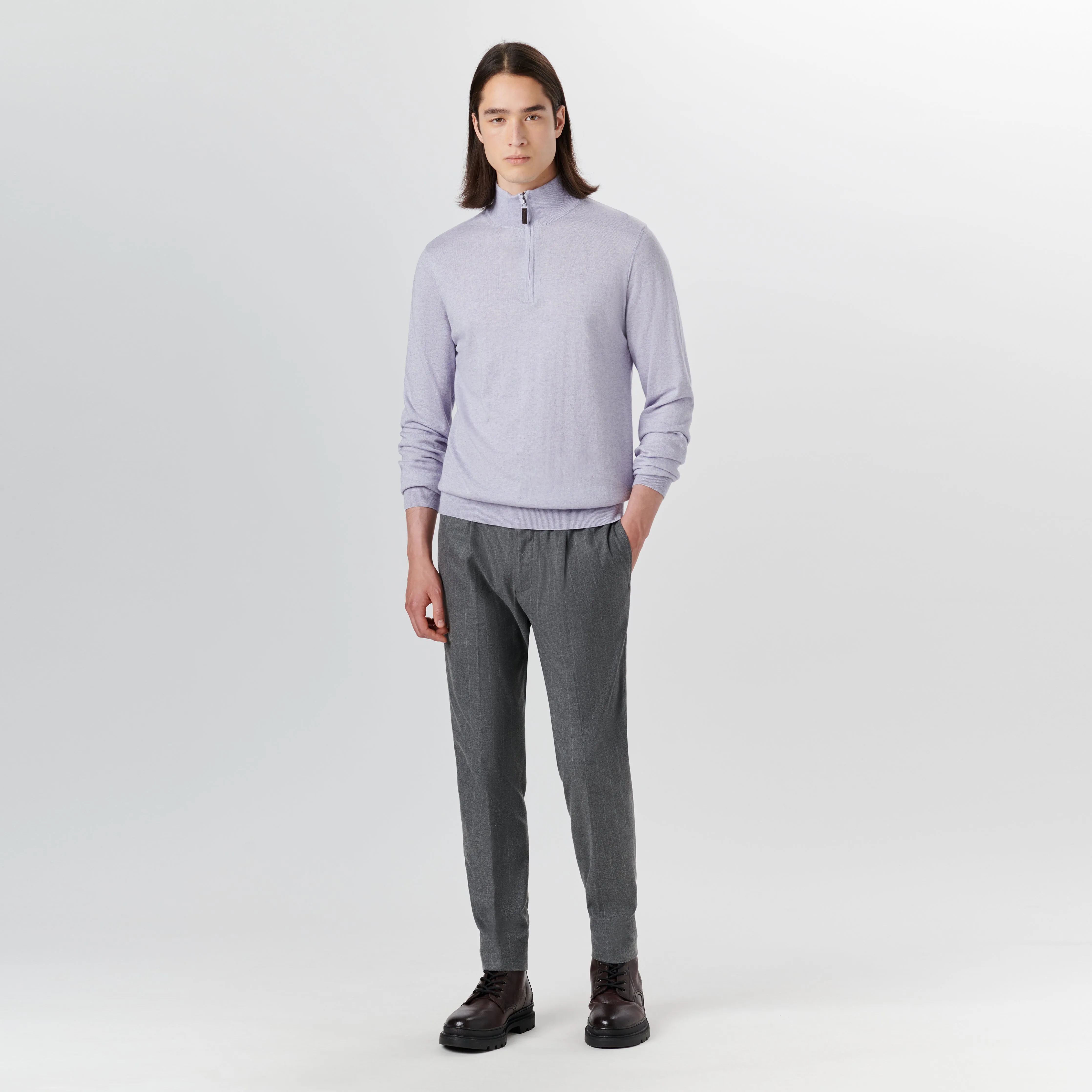 Melange Quarter Zip Pullover Sweater