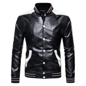 Men's Punk Contrast Color Striped Hem Jackets