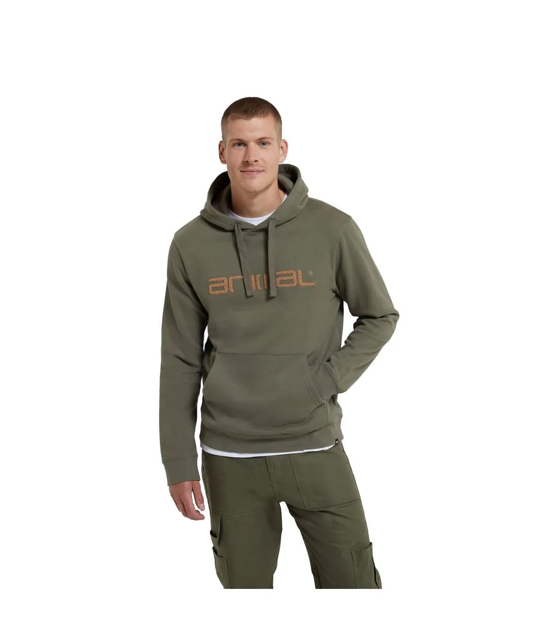 Mens rocky organic hoodie green Animal