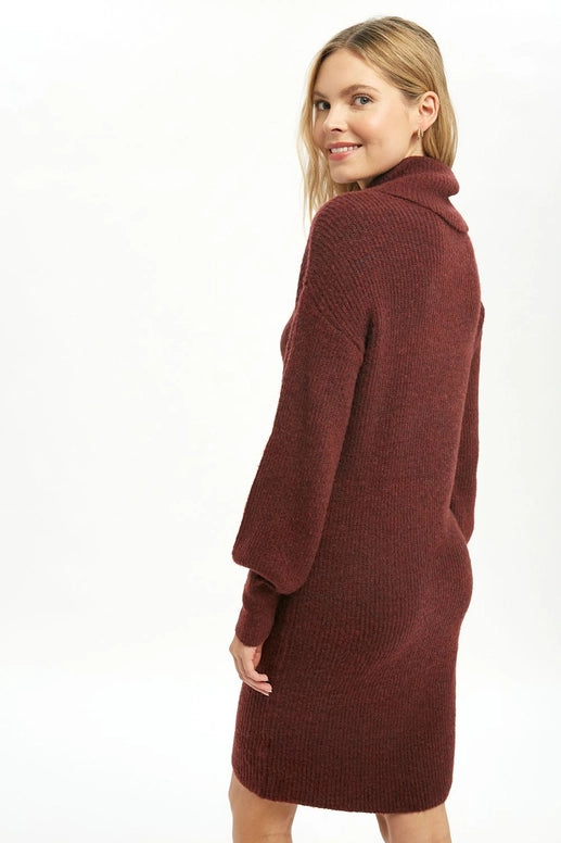 Merlot Ribbed Sweater Dress