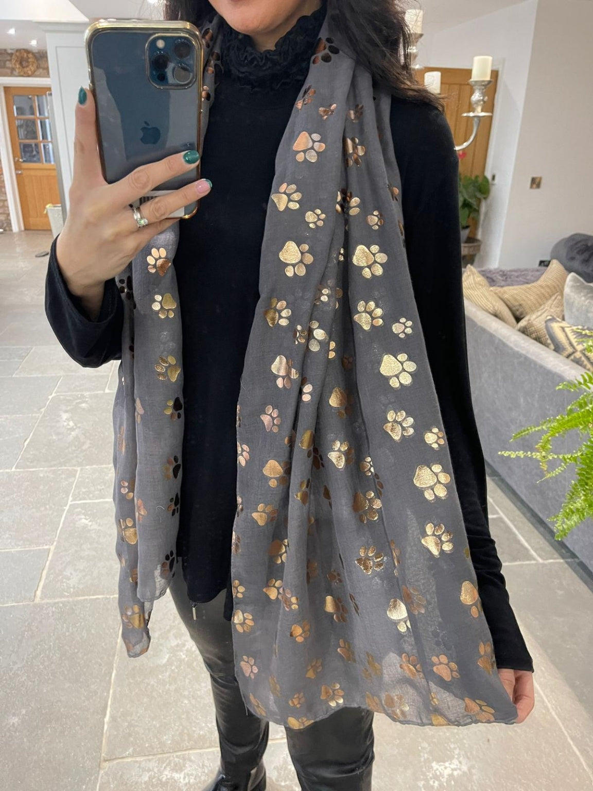 Metallic Paw Print Scarf