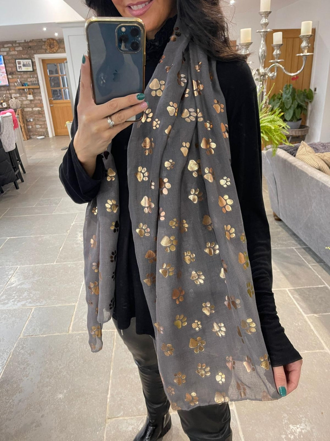 Metallic Paw Print Scarf