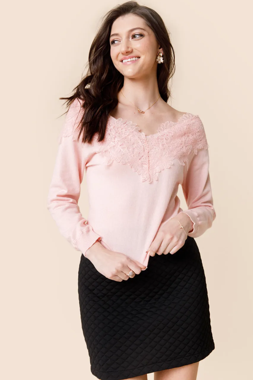 Nancy Lace Trim Pullover Sweater