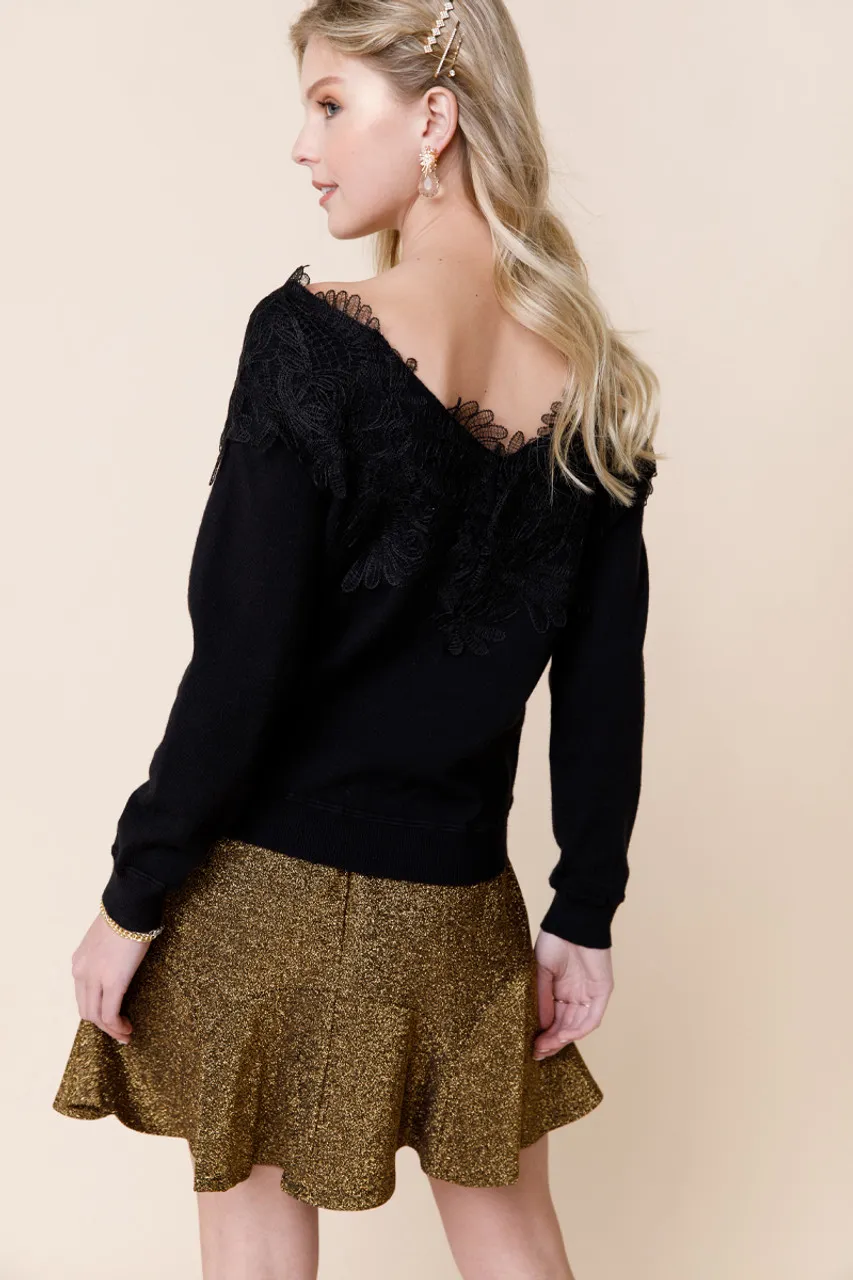 Nancy Lace Trim Pullover Sweater