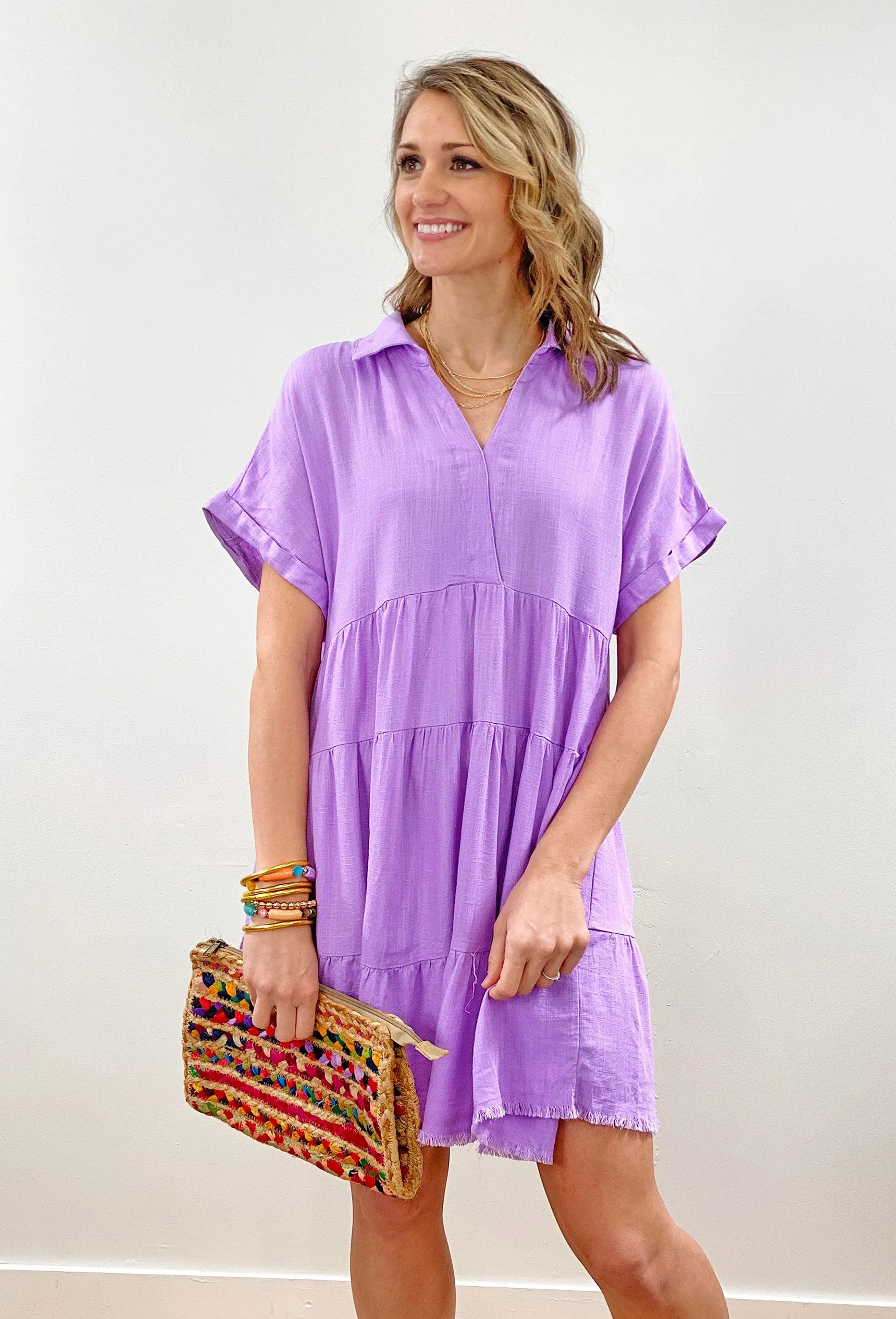 Nikoleta Linen Shirtdress in Lavender