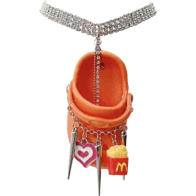 Orange Bedazzled Mini Croc Necklace