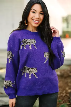 Out On Town Violet Purple Tiger Sweater