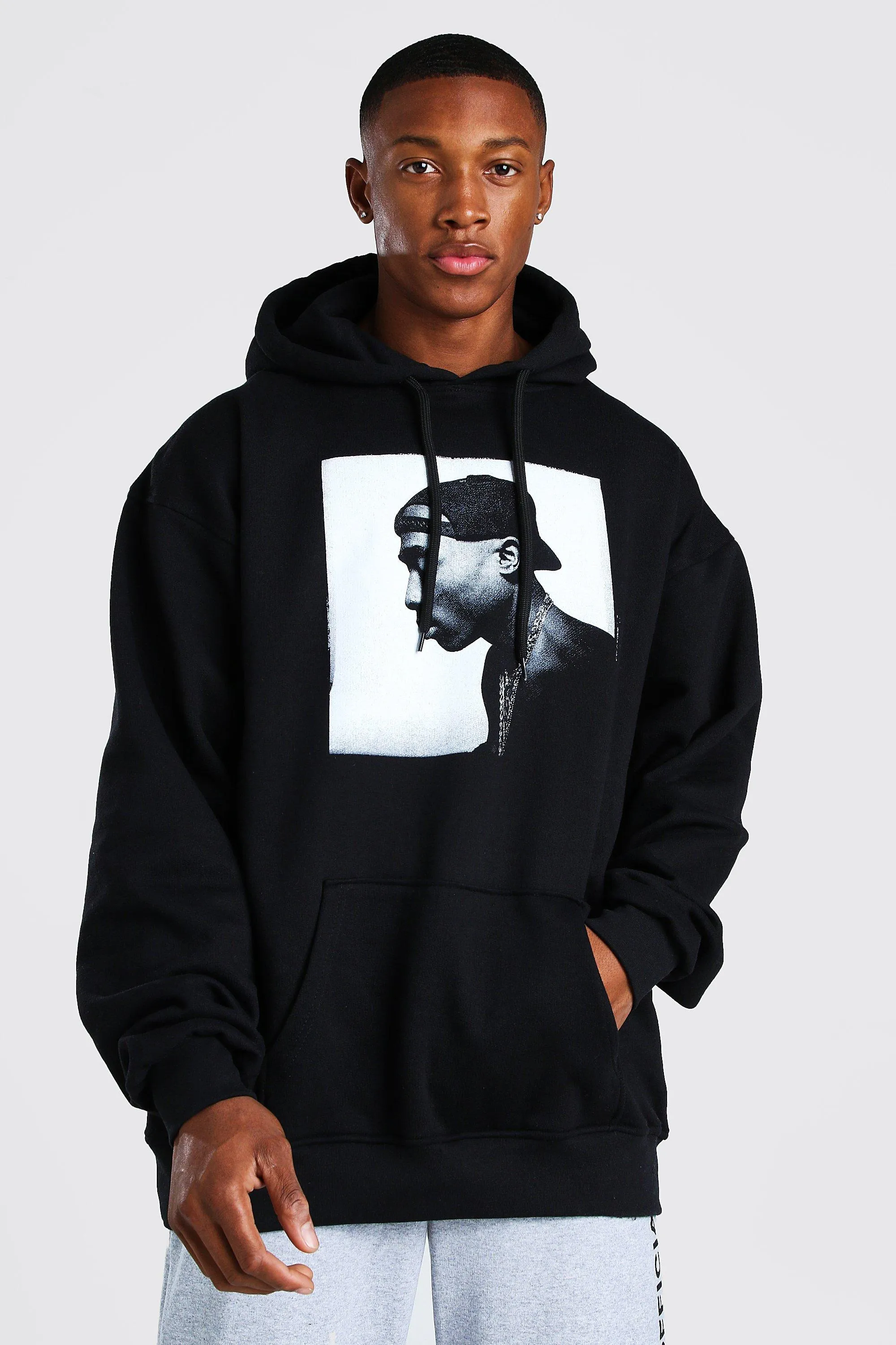 Oversized Tupac Photo License Hoodies | boohooMAN UK