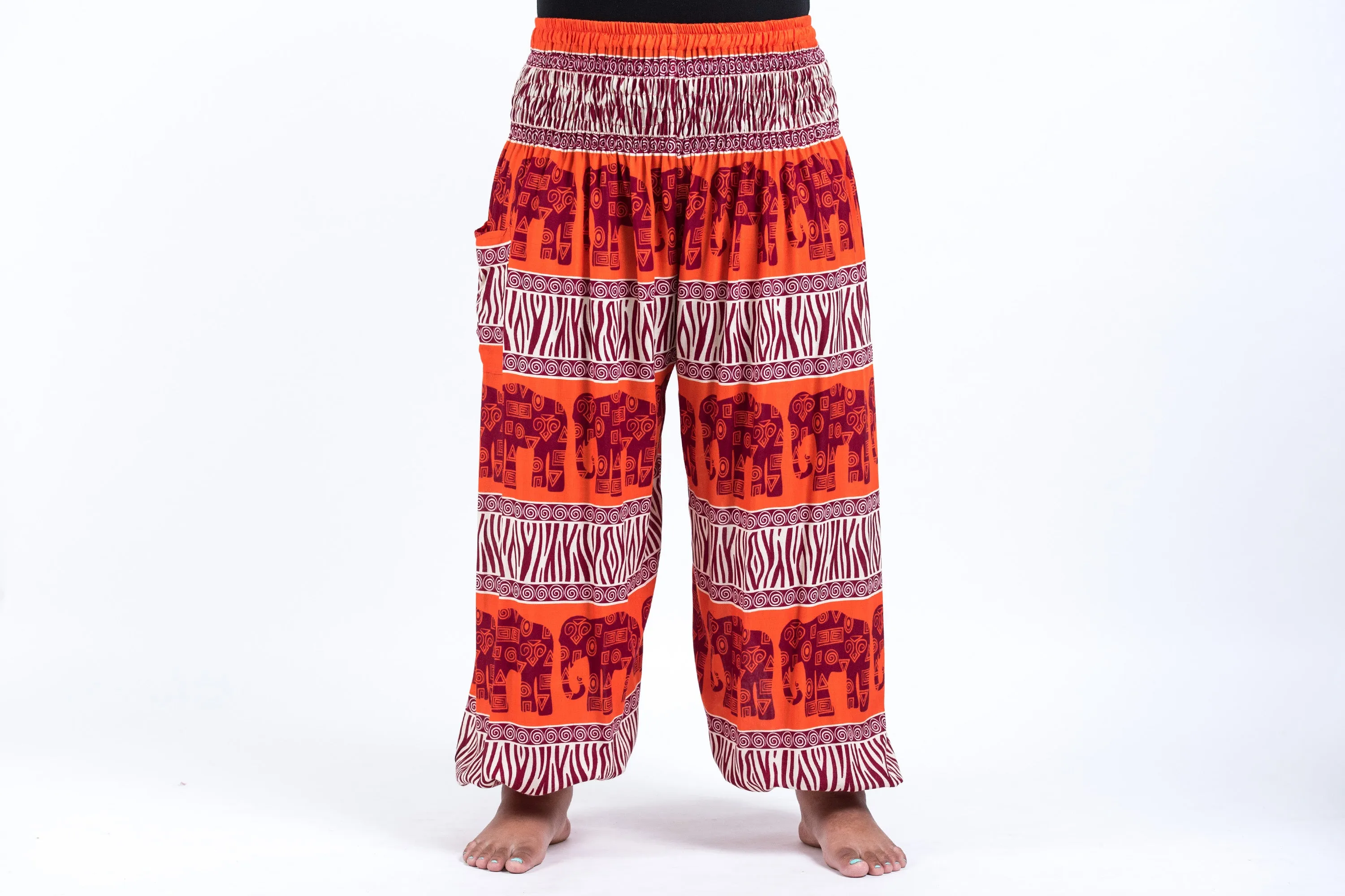 Plus Size Safari Elephant Women's Elephant Pants in Orange