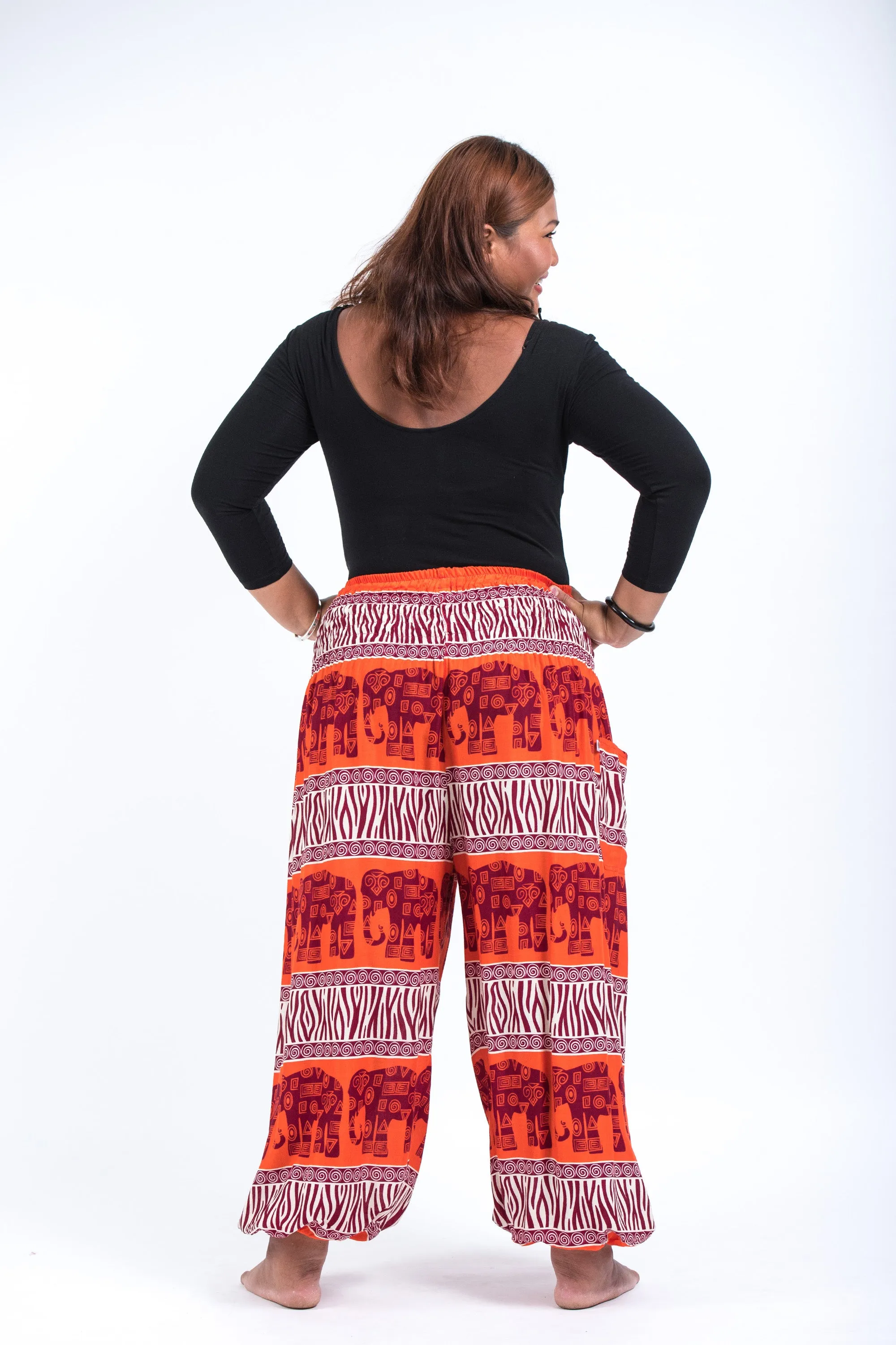 Plus Size Safari Elephant Women's Elephant Pants in Orange