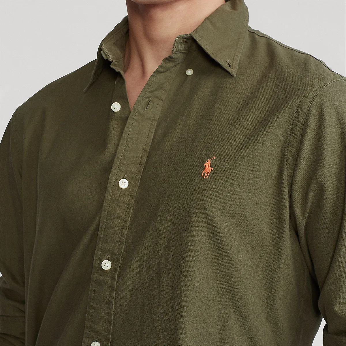 Polo Ralph Lauren - Slim Fit Long Sleeve Sport Shirt in Khaki