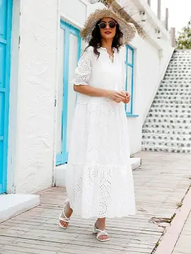 Puff Sleeve Cotton Maxi Dress