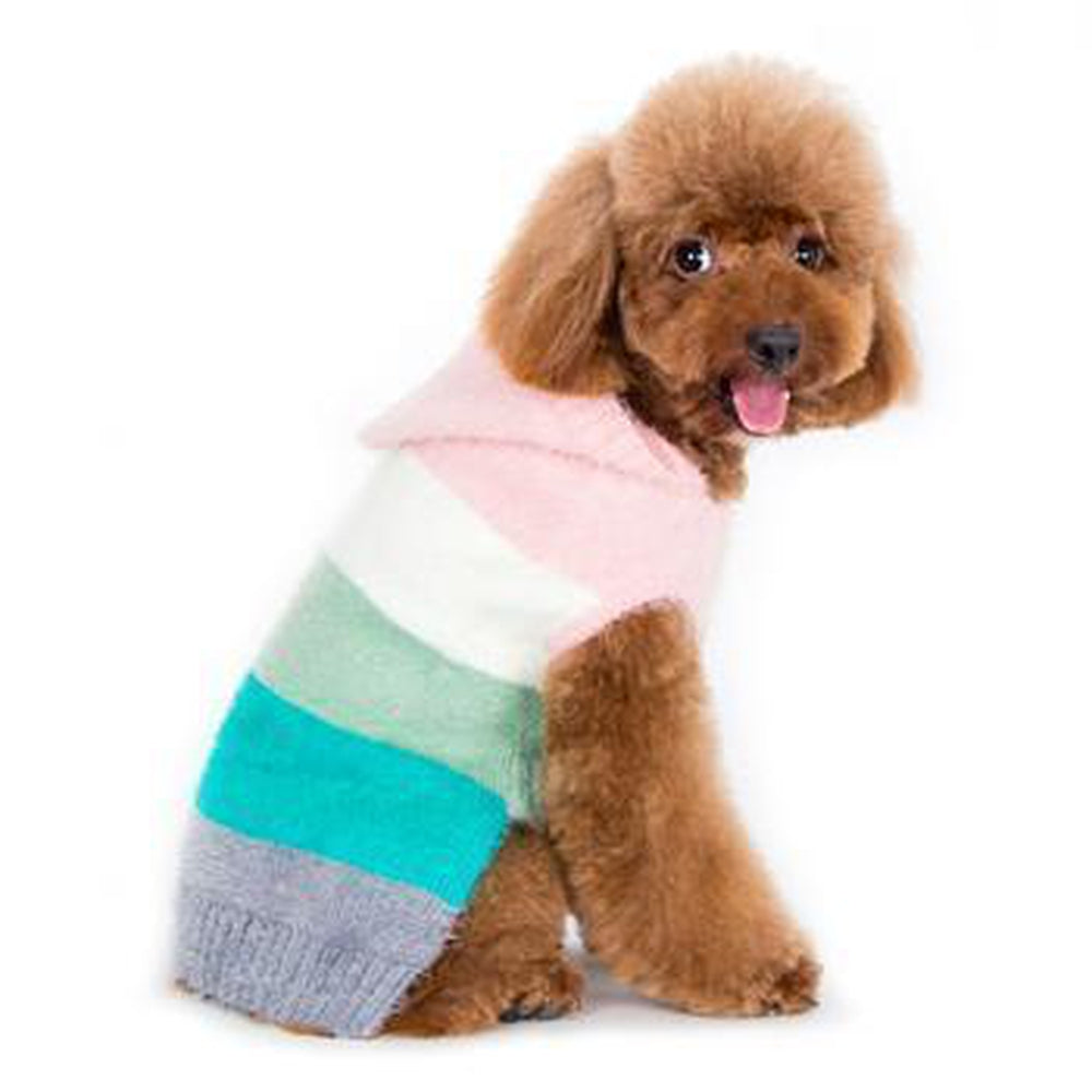 PuppyPAWer Color Stripes Dog Hoodie Sweater - Multi