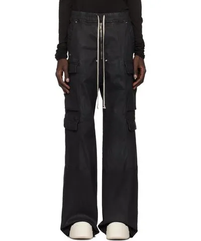 Rick Owens Black Porterville Double Cargo Jumbo Belas Denim Cargo Pants