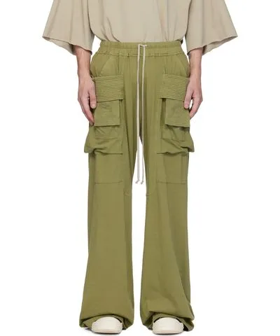 Rick Owens Khaki Porterville Creatch Wide Drawstring Cargo Pants