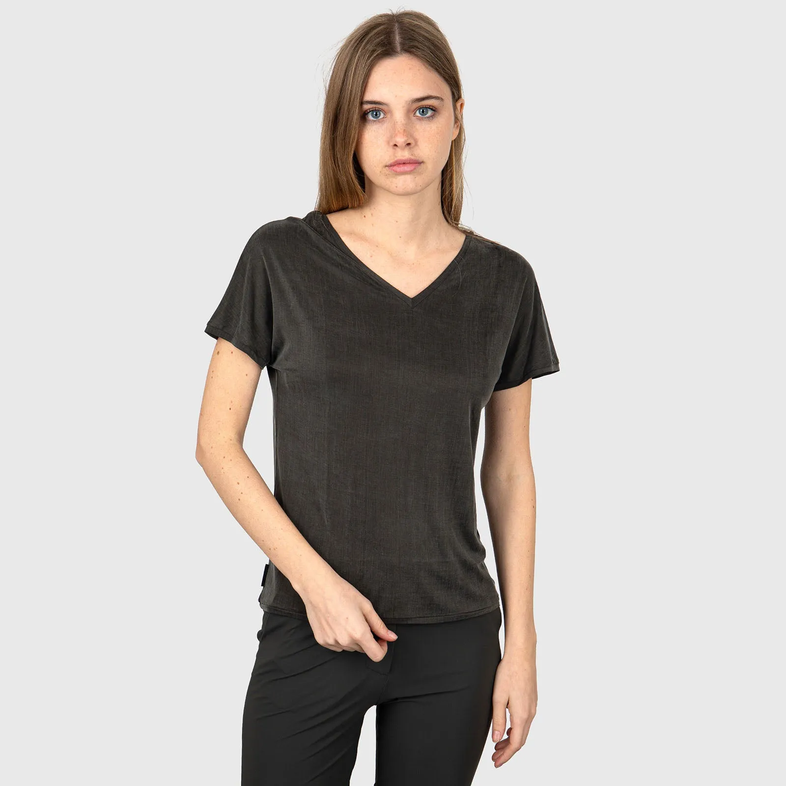 Rrd Cupro V-neck Wom Shirty Verde Donna