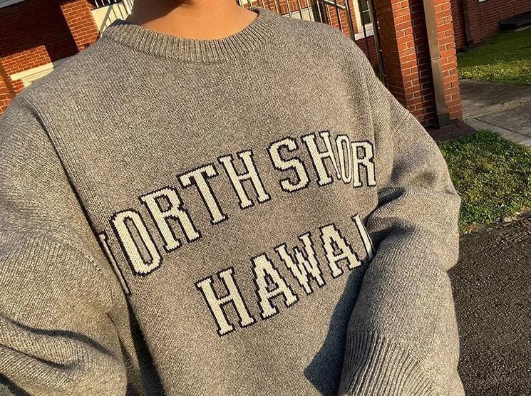 RT No. 6144 KNITTED HAWAII LETTERED PULLOVER SWEATER