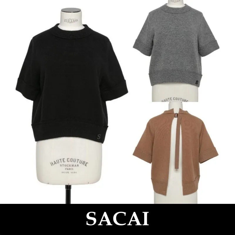 sacai  |Street Style Logo V-neck & Crew neck