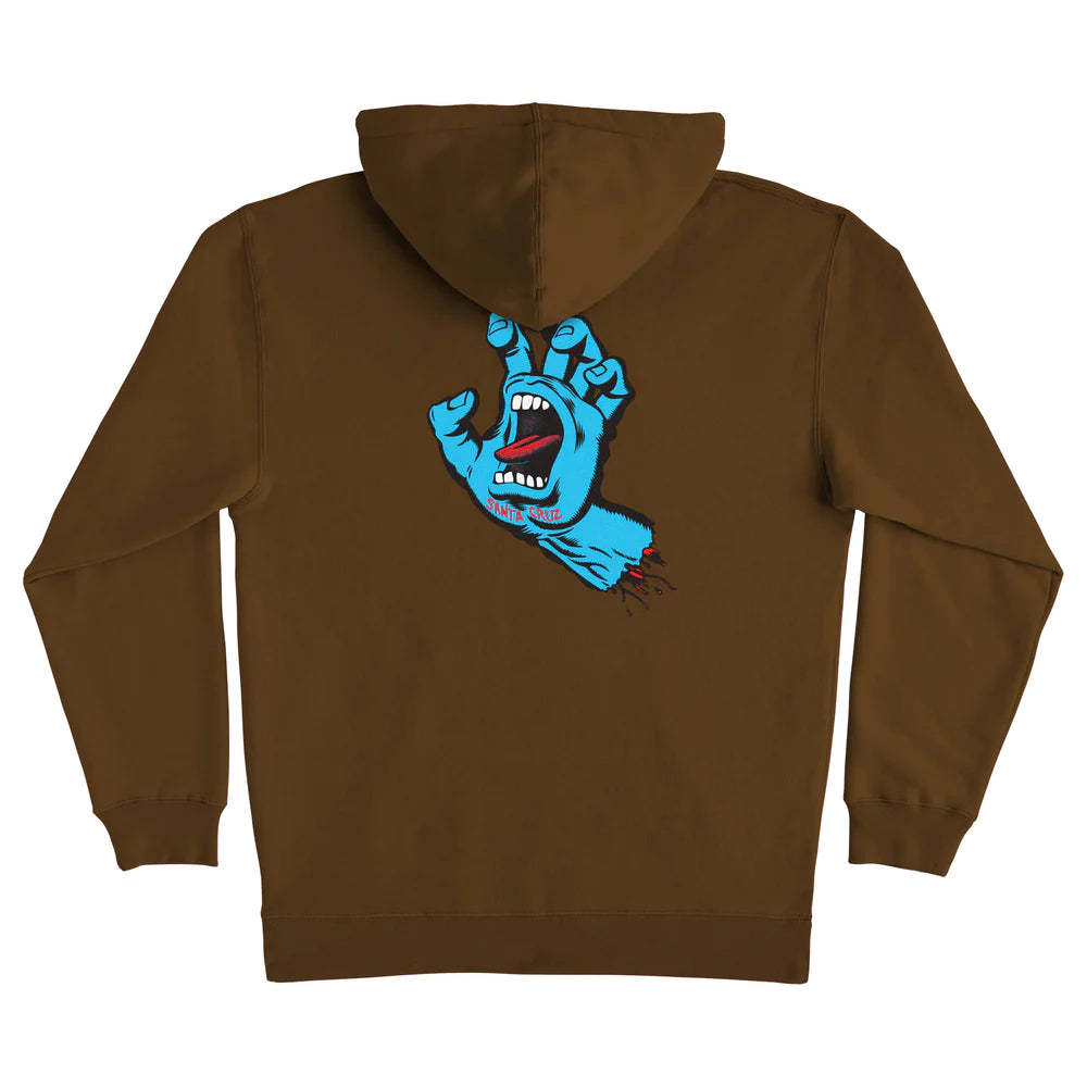 SANTA CRUZ Screaming Hand Pullover Hoodie Sweatshirt - Brown