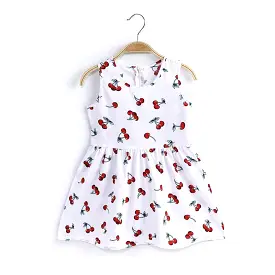 Sleeveless Fruity Print Girls Dresses