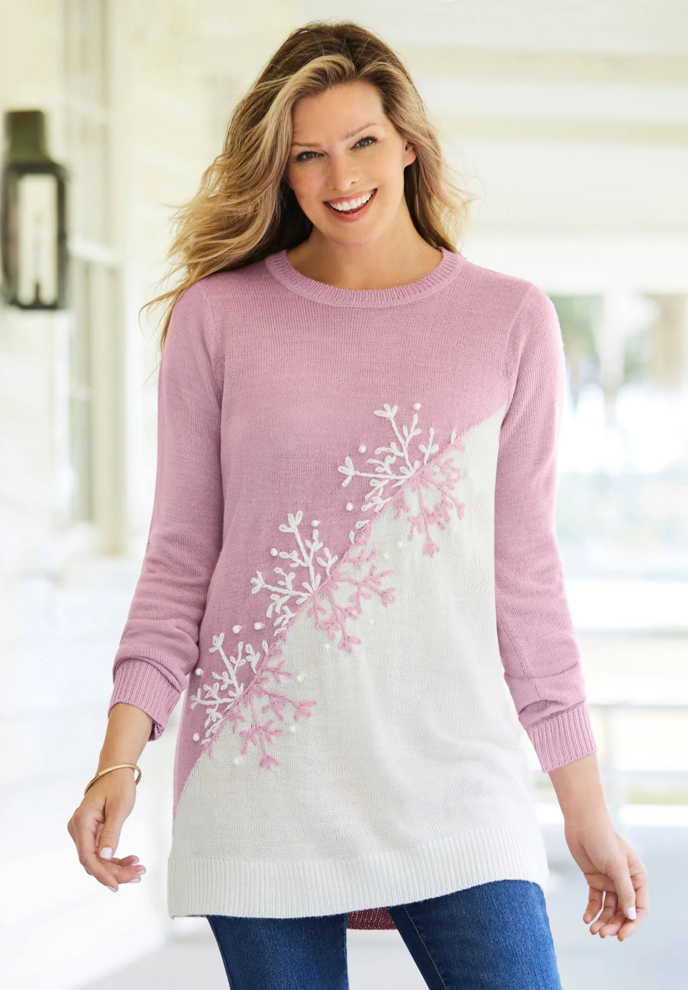 Snowflake Jacquard Pullover Sweater