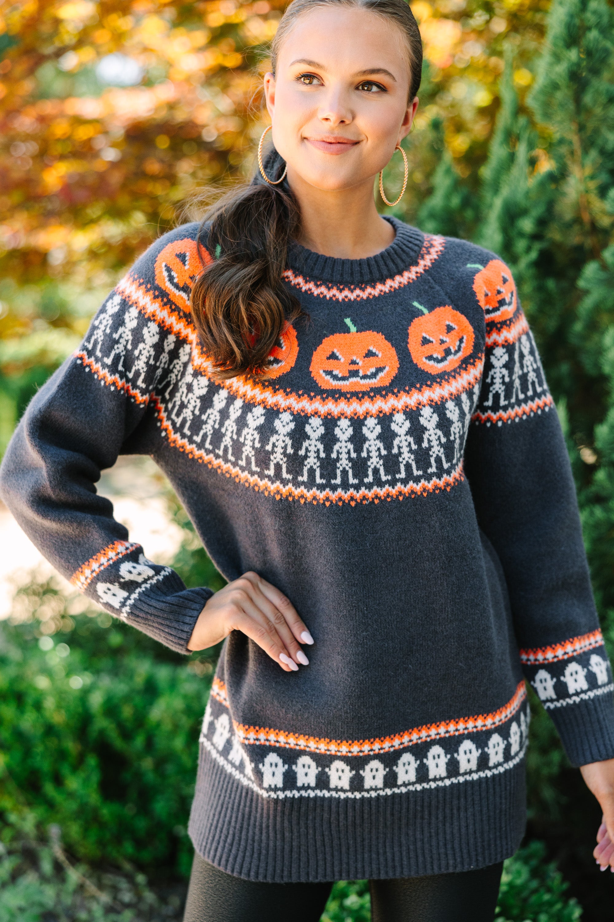 Spooky Season Charcoal Gray Halloween Sweater