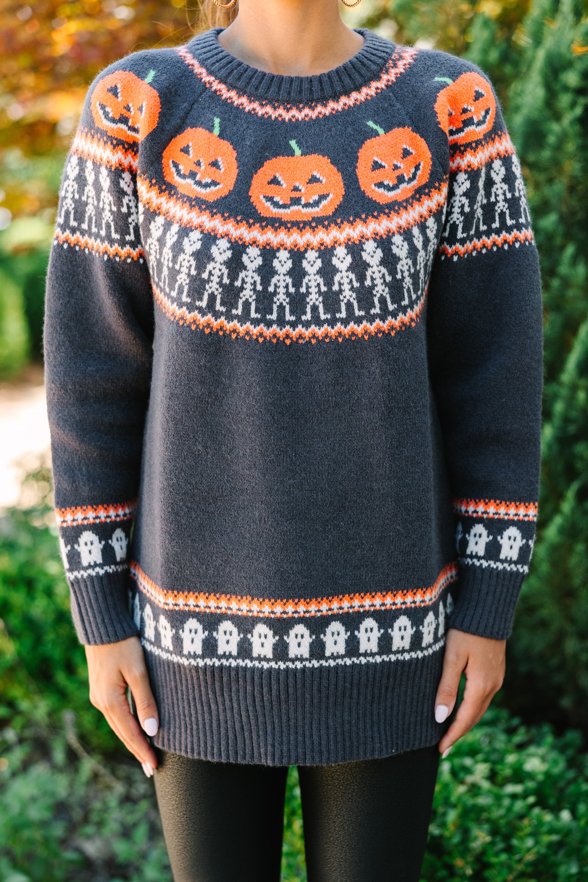 Spooky Season Charcoal Gray Halloween Sweater