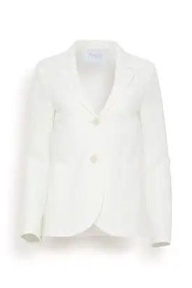 Stand Up Collar Honeycomb Blazer in Off White