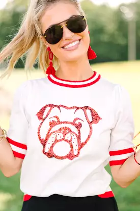 Stay In Character White/Red Bulldog Sweater