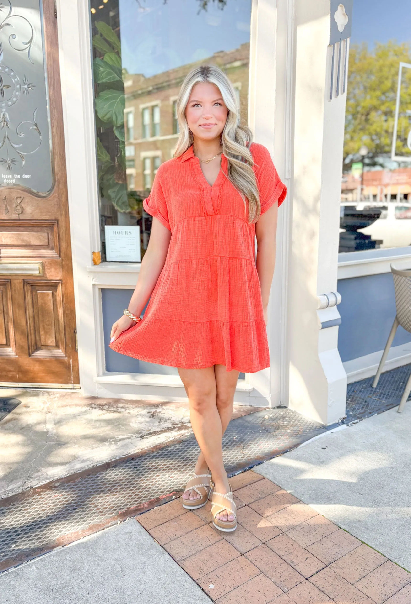 Sunny Days Dress in Tangerine