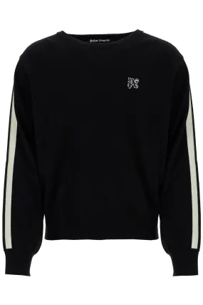 track band pullover sweater with PMHE075F24KNI001 BLACK OFF WHITE