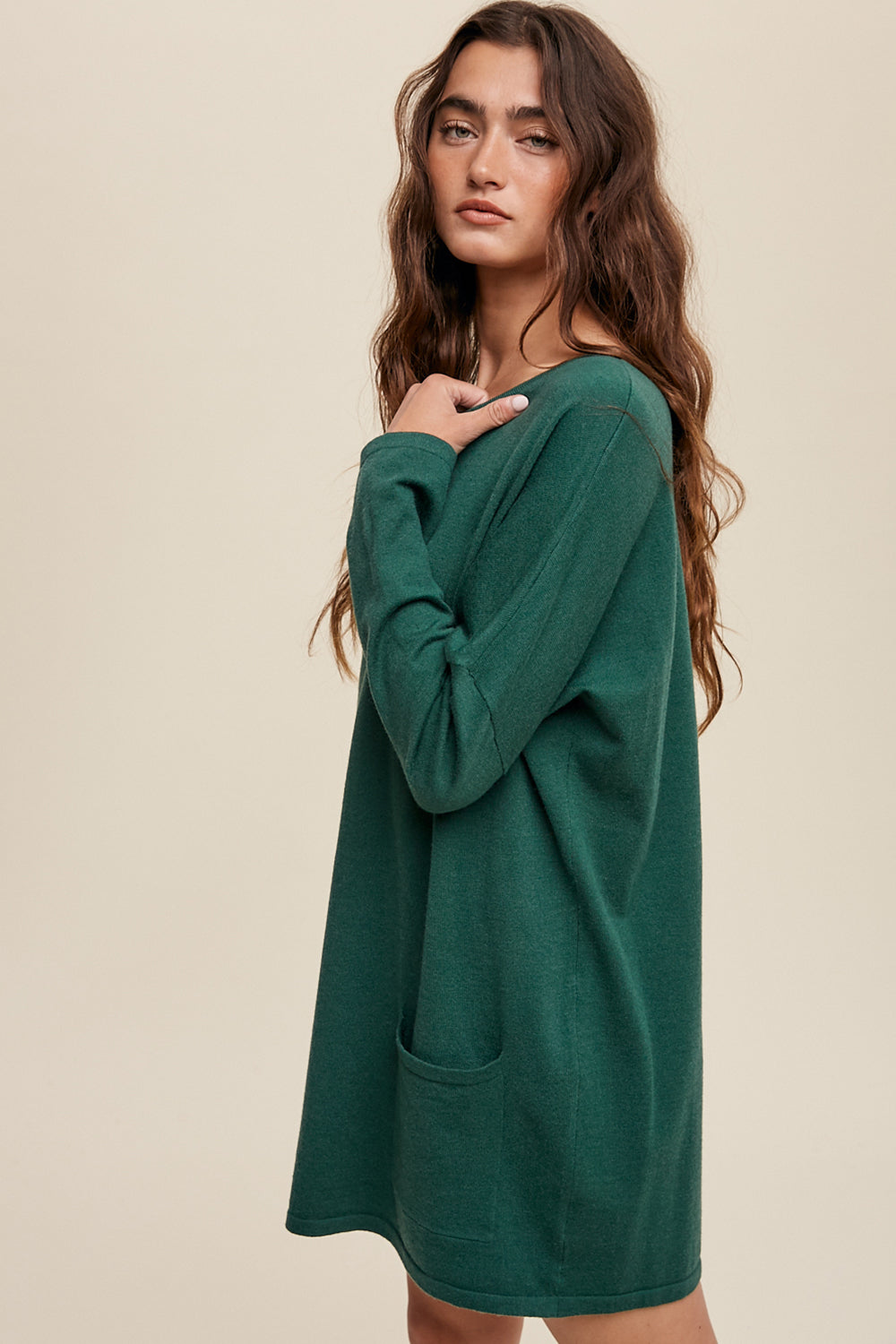 Two Pocket Oversized Light Weight Knit Sweater