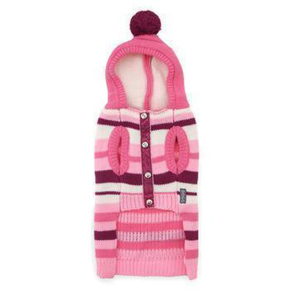 Uneven Stripes Sweater Dog Hoodie - Pink