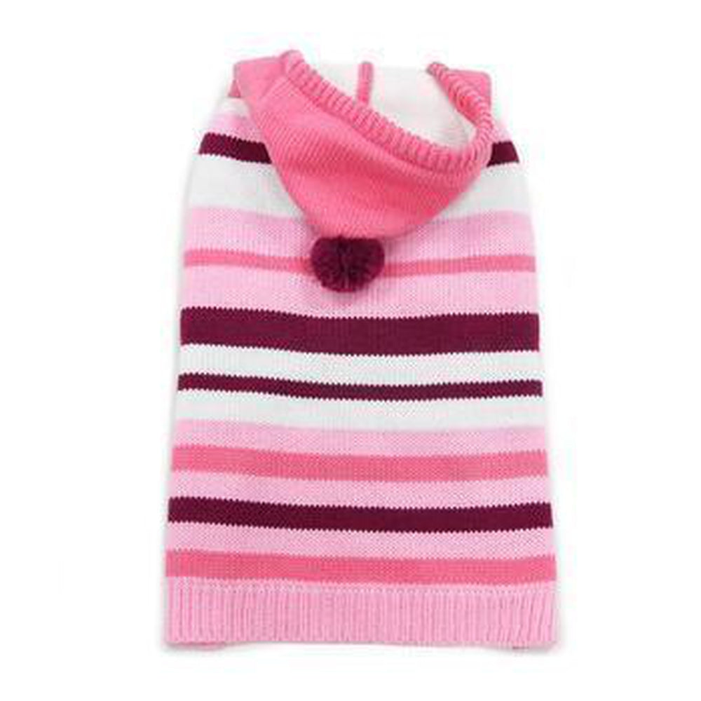 Uneven Stripes Sweater Dog Hoodie - Pink