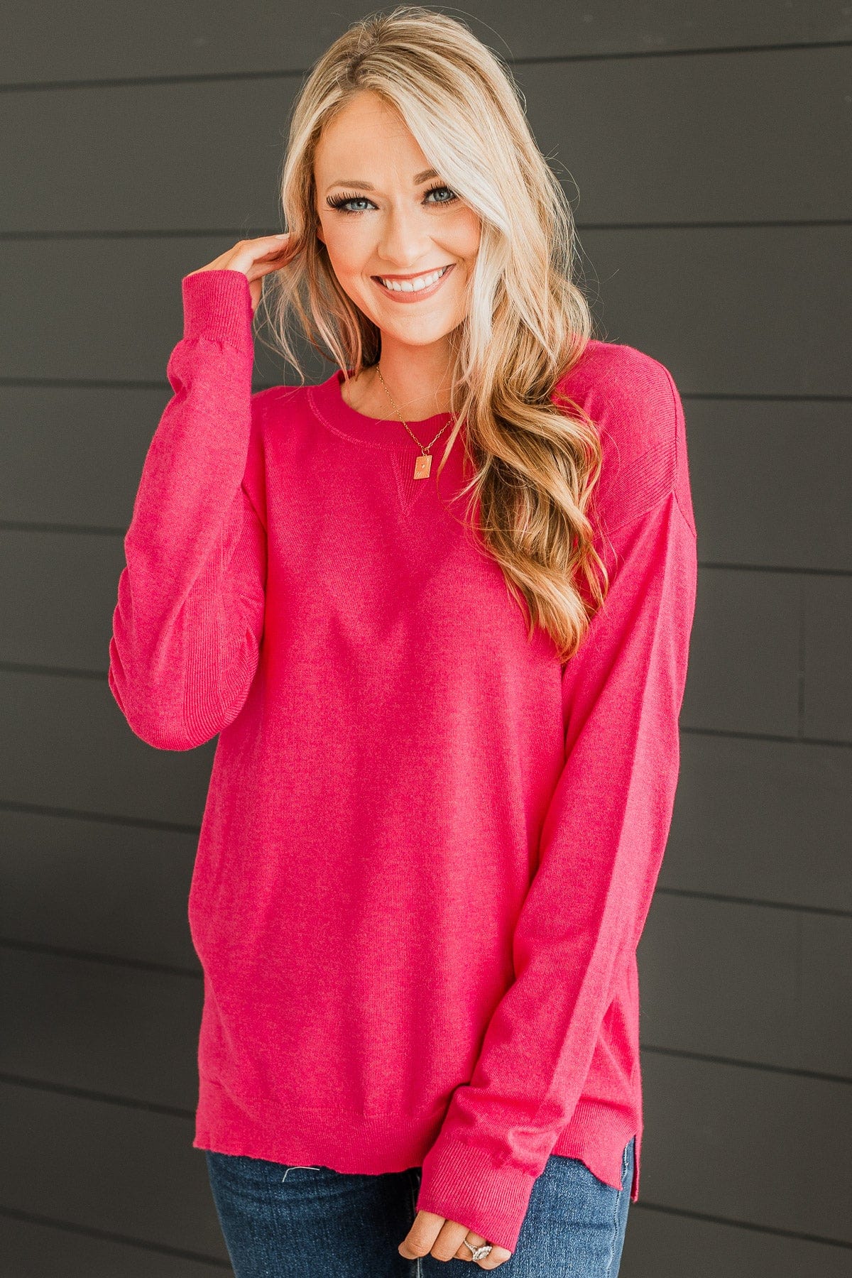 Unforgettable Feeling Knit Sweater- Fuchsia