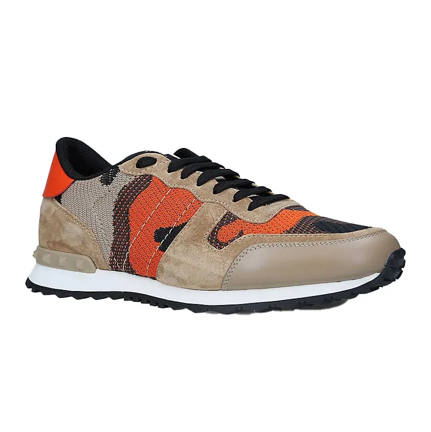 VALENTINO  MESH ROCKRUNNER TRAINERS DESERT ORANGE & BEIGE