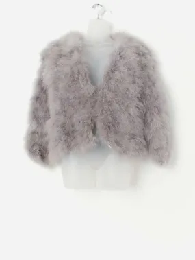 Vintage grey feathered jacket – XS / Small