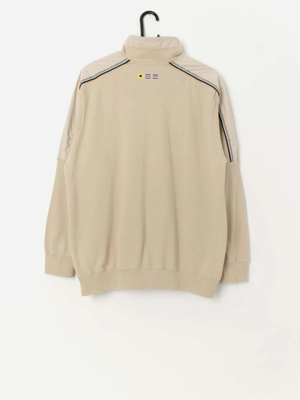 Vintage quarter zip pullover sweater / sweatshirt in beige – Medium / Large