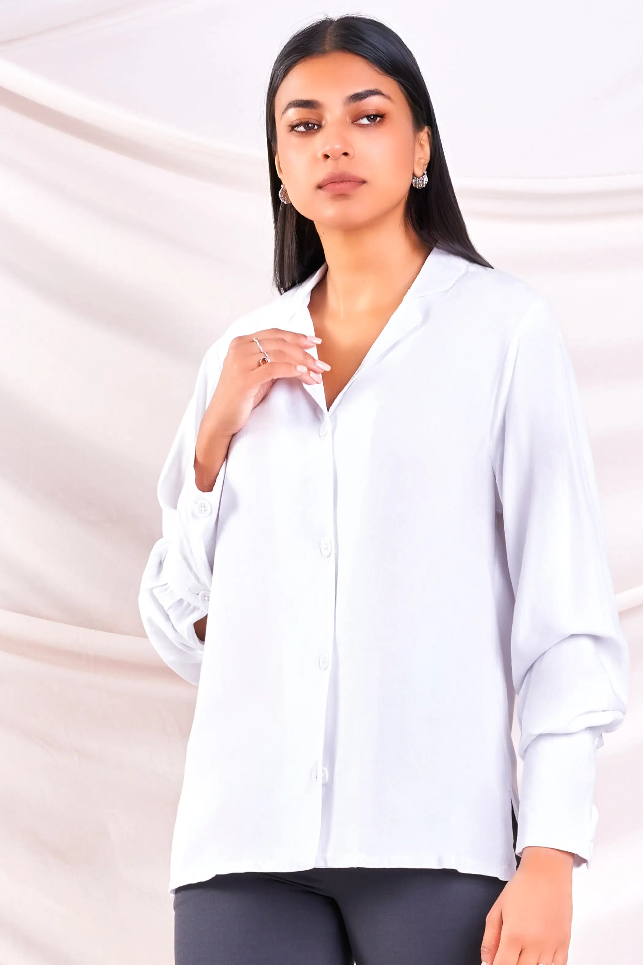 White Lapel Collar Top