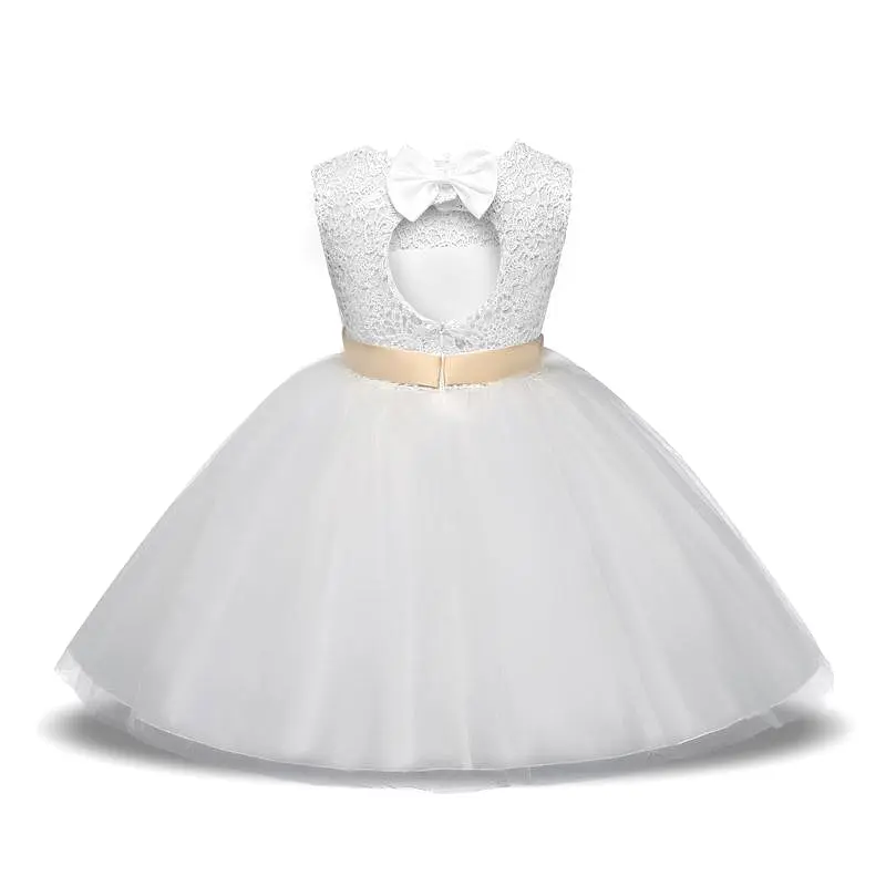 White Sleeveless Flower Girl Dress