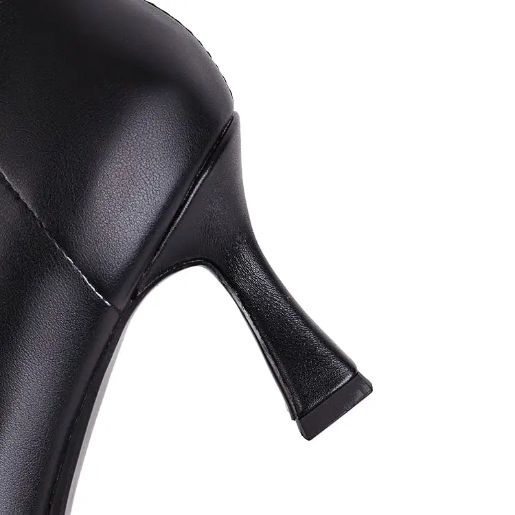 Women's Pointed Toe Side Zippers Spool Heel Knee-High Boots