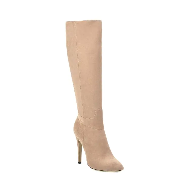 Women's Pointed Toe Side Zippers Stiletto Heel Knee-High Boots