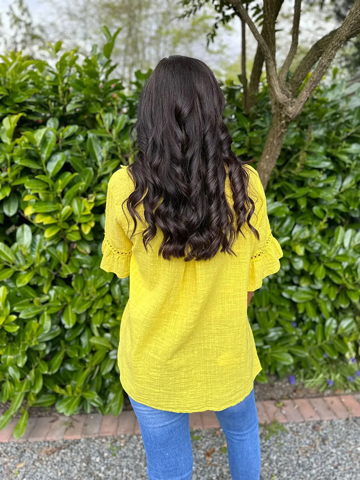 Yellow Daisy Crochet V Neck Top Zoe