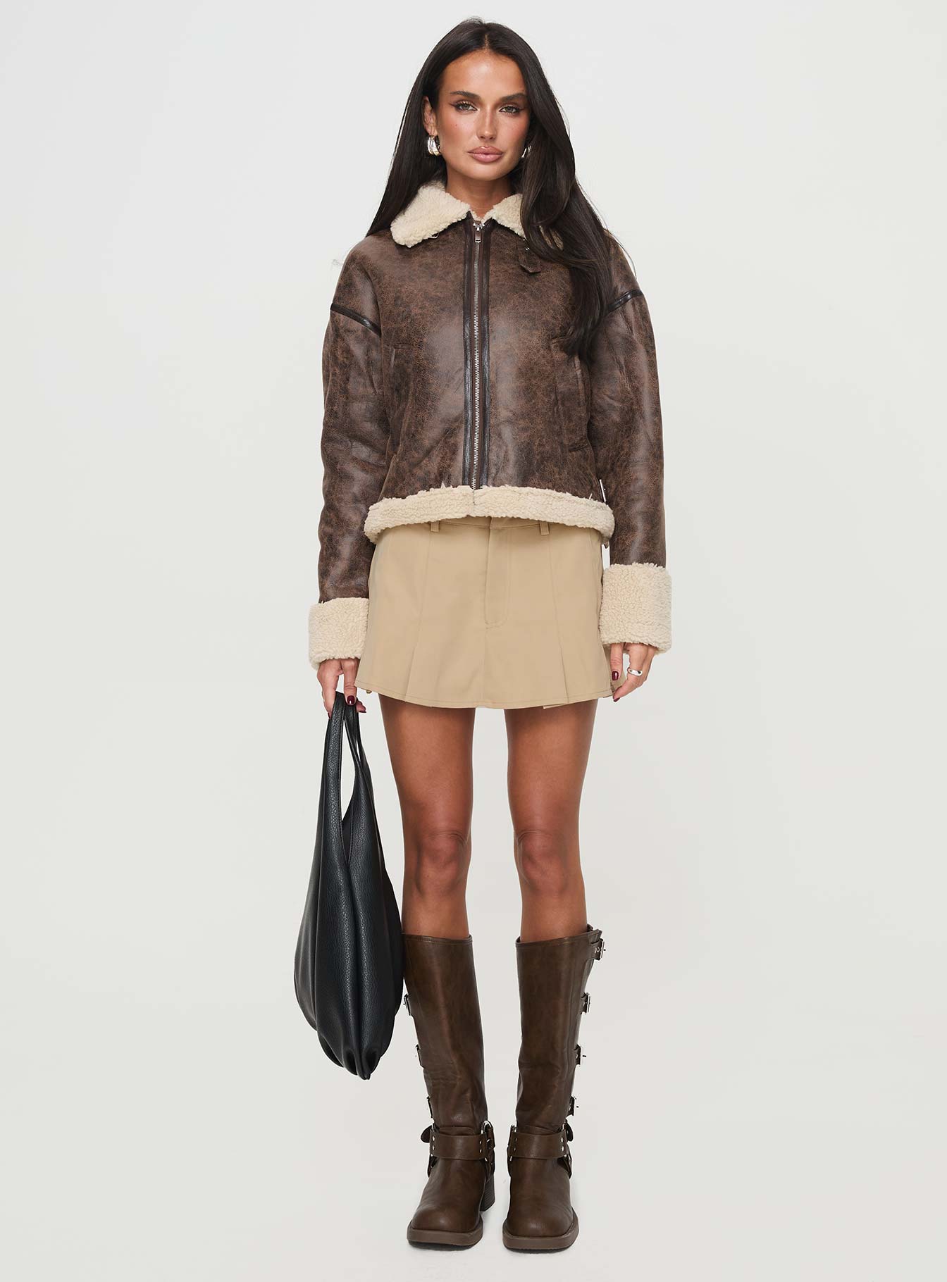 Zephyria Shearling Jacket Brown